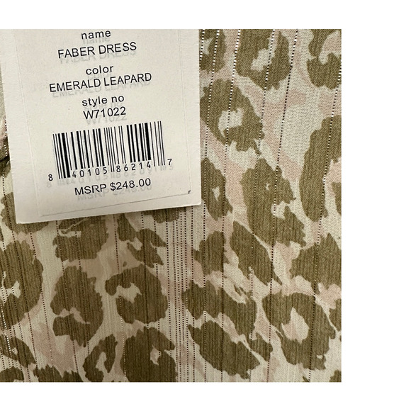 WALTER BAKER  Faber Tie-Detailed Leopard-Print Metallic Georgette Dress Sz 0 - Picture 9 of 13